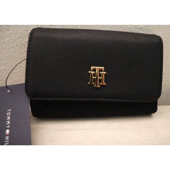 Tommy Hilfiger XW05920-973-0GJ Women's Black Polyester Tri-Fold Wallet - Picture 1 of 10